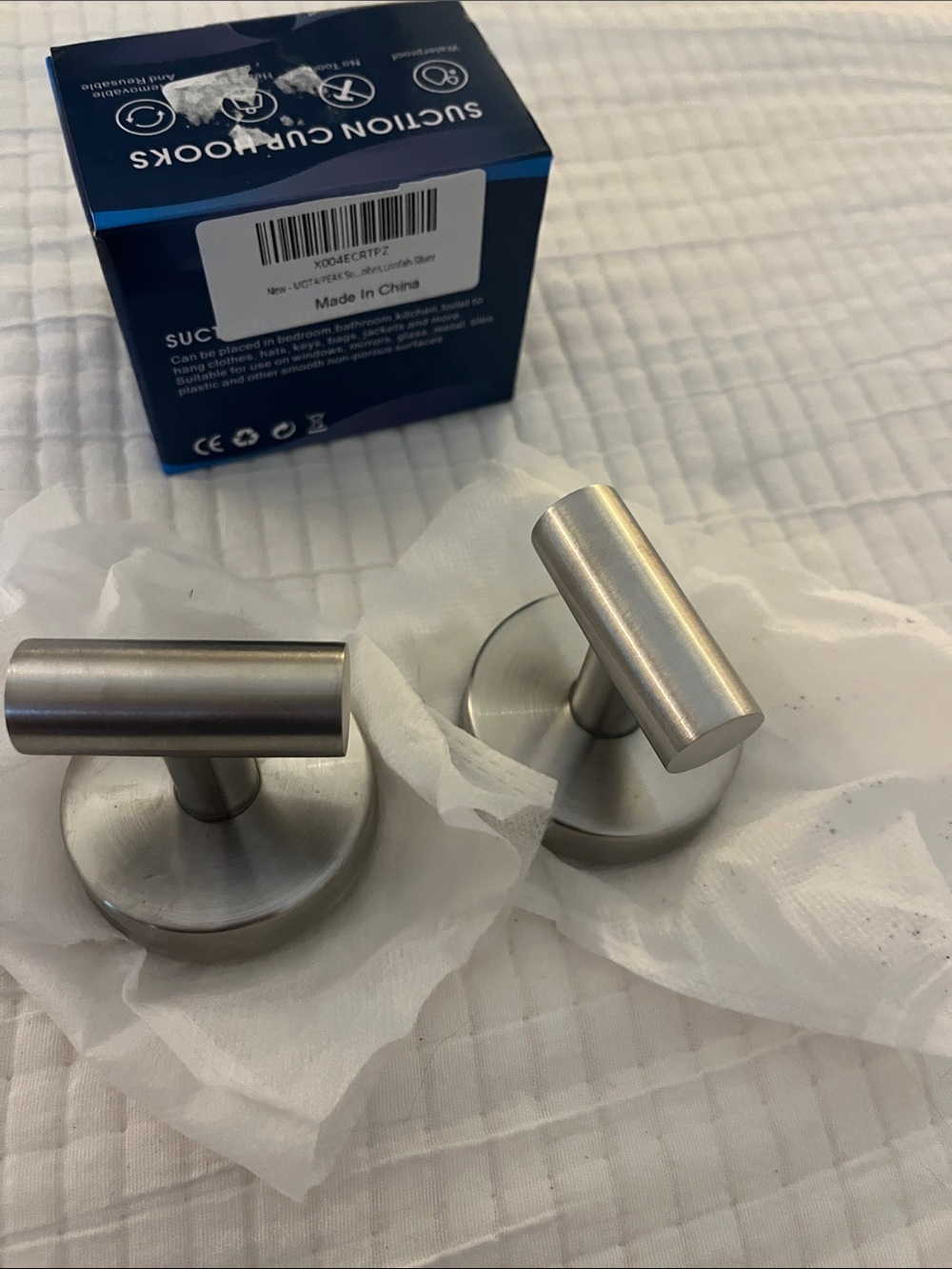 Stainless Steel Towel Robe Hooks - Brushed Silver (Pair)